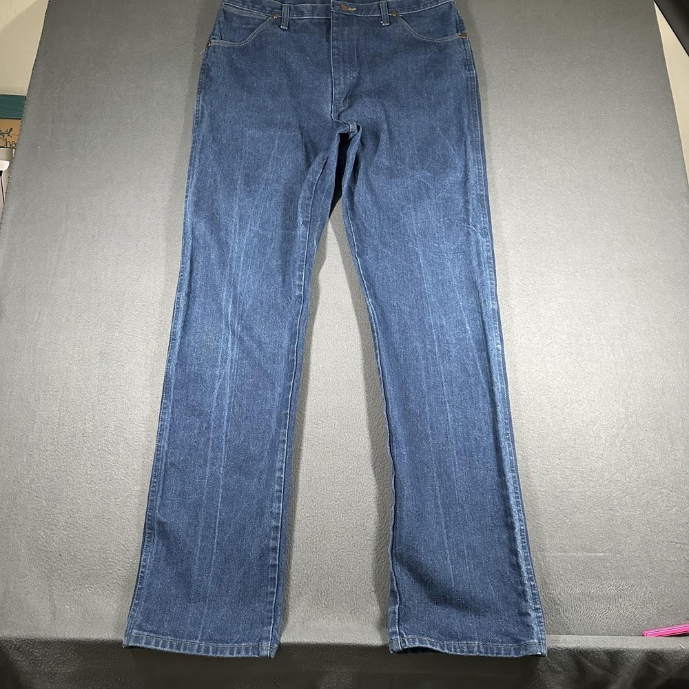 Wrangler 13MWZ Blue Jeans Mens 38x36 Bootcut Denim Med Wash Cowboy Cut Western